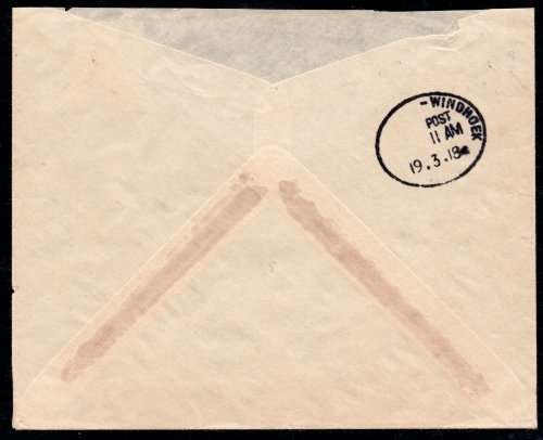 SWA 1918 COVER TIED WITH ½d GREEN (SACC SA1) - SEE SCANS