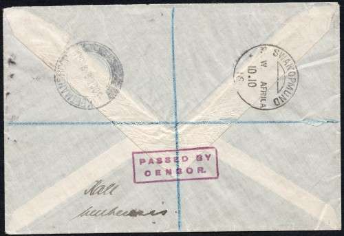 SWA 1916 COVER TIED WITH 6d BLACK & VIOLET (SACC SA10) - VERY FINE CONDITION - SEE SCANS