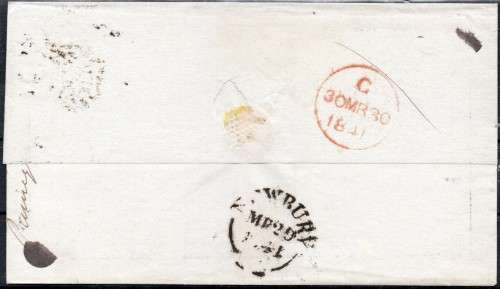 GREAT BRITAIN 1841 1d BLACK(PLATE 10) (KE) ON COVER(ENTIRE) - NEWBURY TO HAMPSHIRE - CV £3500
