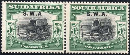 SWA LONDONS SACC89aa 5/- BLACK & GREEN PAIR(PERF DOWN) - NO STOP AFTER ``A`` - CV R7000