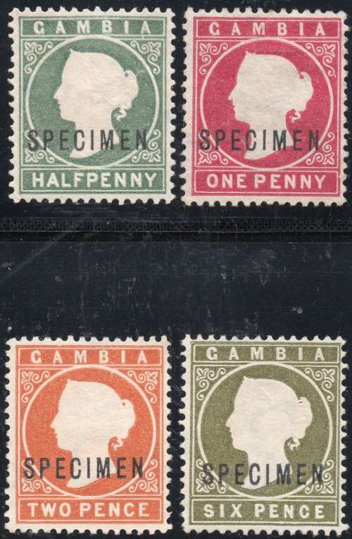 GAMBIA 1886-94 : SG21s//sg24s & SG32s - COMPLETE SET OF ``SPECIMEN`` STAMPS FOR THIS ISSUE -CV £400+