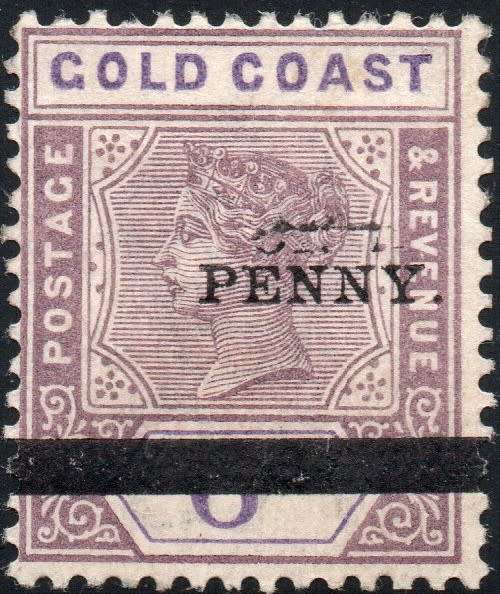 GOLD COAST 1901 SG36a 1d on 6d DULL MAUVE WITH ``ONE`` OMITTED - MM