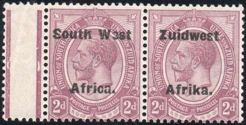 SWA 1924 TYPE VI SACC42 2d PURPLE MARGINAL BILINGUAL PAIR UM