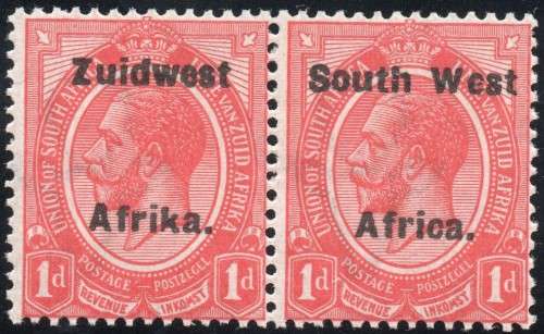 SWA 1924 TYPE VI SACC41 1d RED BILINGUAL PAIR UM