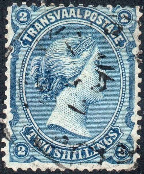 TRANSVAAL 1878 SACC165 2/- BLUE VFU CV R3000