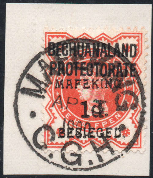 MAFEKING 1900 SG6 ½d on 1d VERMILLION - TYPE 1, SETTING 5 - SUPERB USED ON PIECE