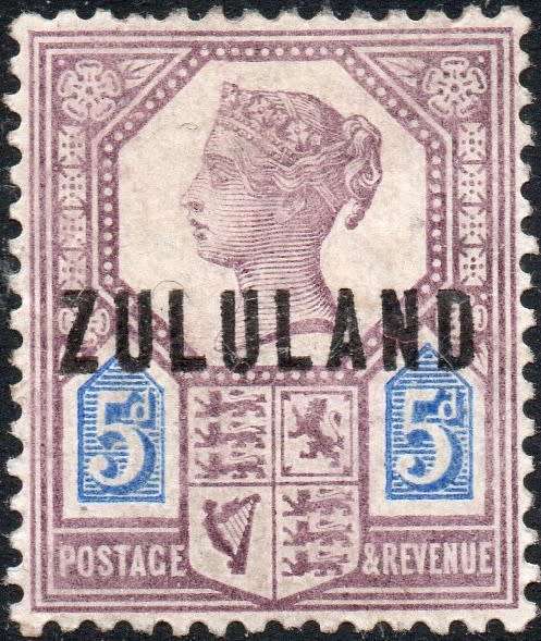 Zululand - 1893 SACC7 5d Dull Purple and Blue MM CV R2000