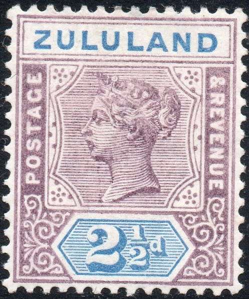 Zululand 1894-6 SACC16  2½d MAUVE and ULTRAMARINE  MM CV R300