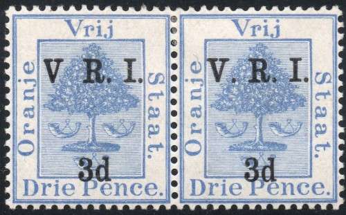 ORC 1900 SACC53/53a - 3d on 3d ULTRAMARINE PAIR - NO STOP AFTER ``V`` MM - CV R405