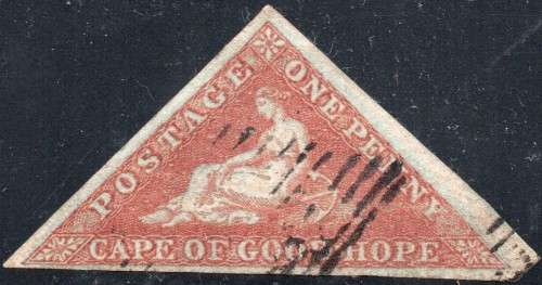 CAPE OF GOOD HOPE SACC3b 1d BROWN-RED ON SLIGHTLY BLUED PAPER -  VFU CV R13000