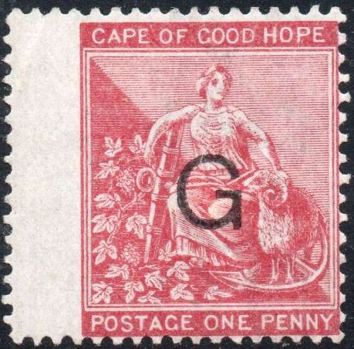 Griqualand West 1878 SG5f  - 1d CARMINE - O/P TYPE 6 - MM