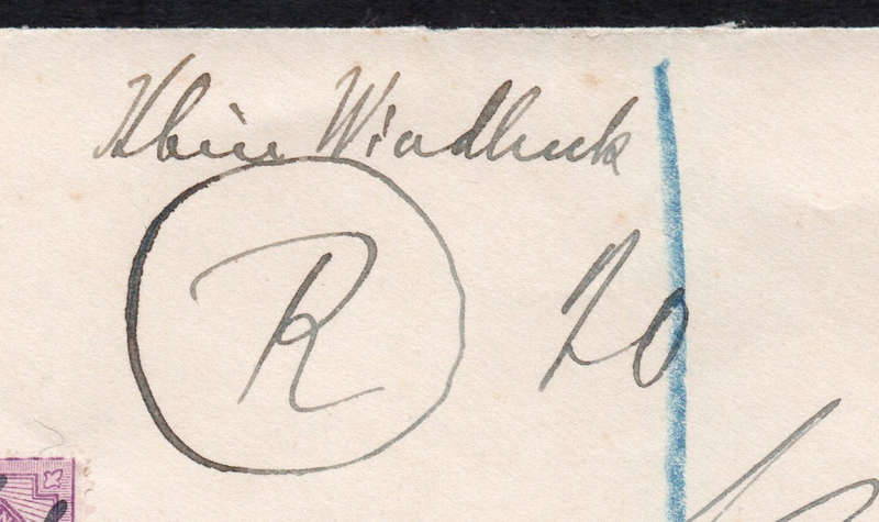 SWA 1916 FORERUNNER - REGISTERED COVER TO WINDHOEK WITH 6d (SA10) BO4 MANUSCRIPT CDS
