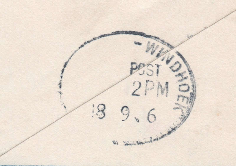 SWA 1916 FORERUNNER - REGISTERED COVER TO WINDHOEK WITH 6d (SA10) BO4 MANUSCRIPT CDS