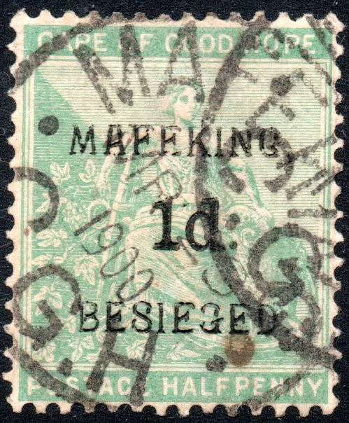 MAFEKING 1900 SG1 1d ON ½d GREEN - SETTING 4 - VFU