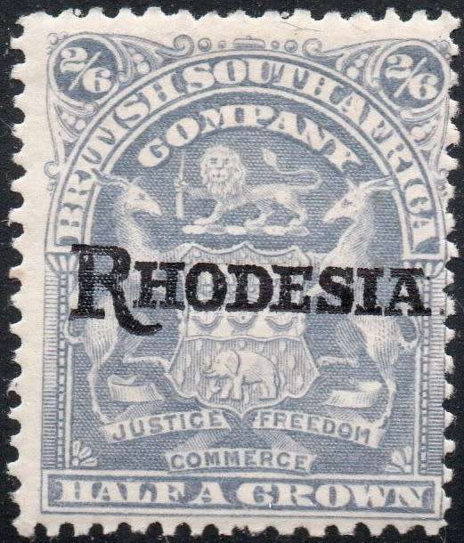 BSAC / Rhodesia : SG105 2s6d BLUISH-GREY MM CV R1400