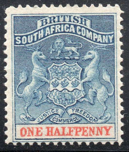 BSAC / RHODESIA 1892-4 SACC18 ½d DULL BLUE & VERMILLION MM