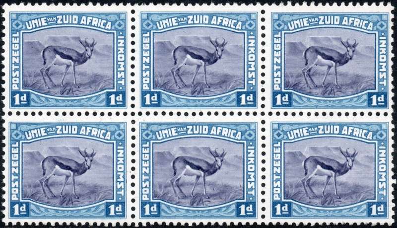Union of SA - 1d Blue and Indigo Harrison essay BLOCK OF SIX - UM
