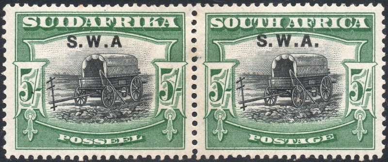 SWA 1927-30 SACC89aa : 5/- BLACK & GREEN, PERF DOWN, NO STOP AFTER ``A`` MM