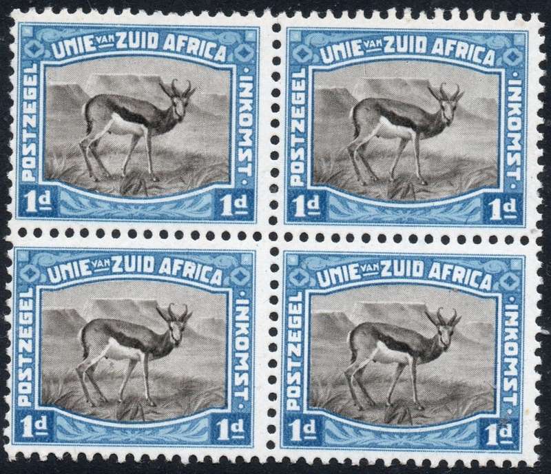 Union of SA - 1d Blue and Black Harrison essay BLOCK OF FOUR - UM - SEE BELOW