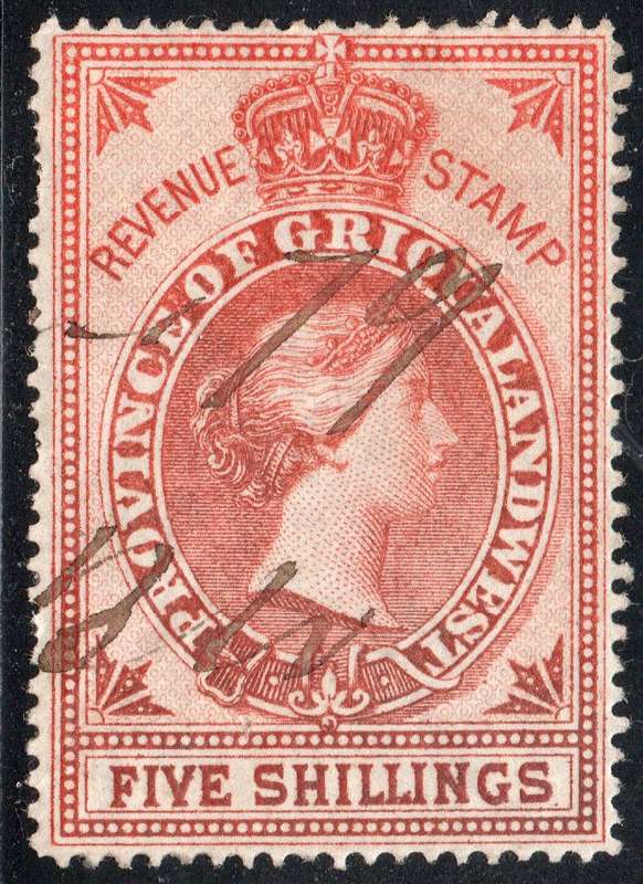 Griqualand West 1870 Barefoot #68 5/- Orange - Fine Used