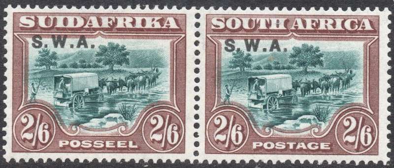 SWA SACC88 2s6d GREEN and BROWN MARGINAL PAIR - LMM - CV R2500