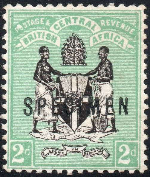B.C.A.(Nyasaland): 1895 SG22s 1d BLACK & GREEN O/P `SPECIMEN` MM CV £50+