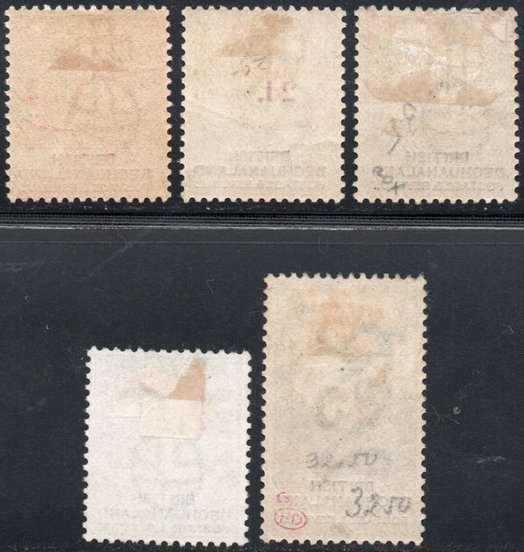 BRITISH BECHUANALAND 1888 SACC22-6 - FULL SET OF FIVE (Surcharged with same value) CV R29250