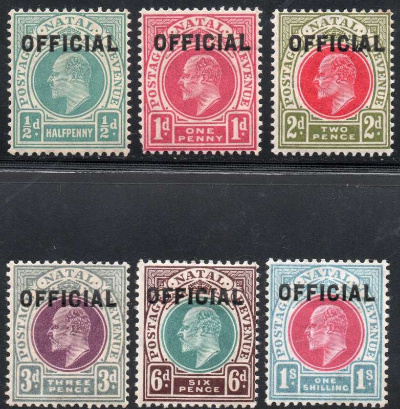 NATAL 1904 OFFICIAL STAMPS SACC1-6 COMPLETE SET OF SIX - MM - CV R12920