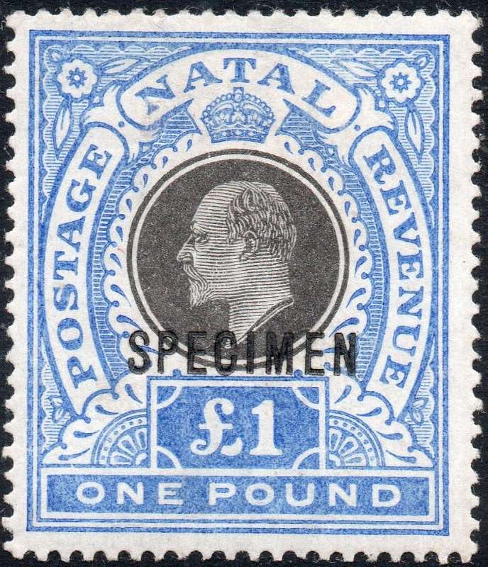 NATAL SACC124s £1 BLACK & DULL BLUE ``SPECIMEN`` - MM