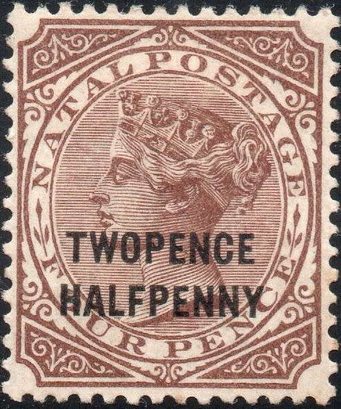 NATAL 1891 SG109 2½d ON 4d BROWN - MM