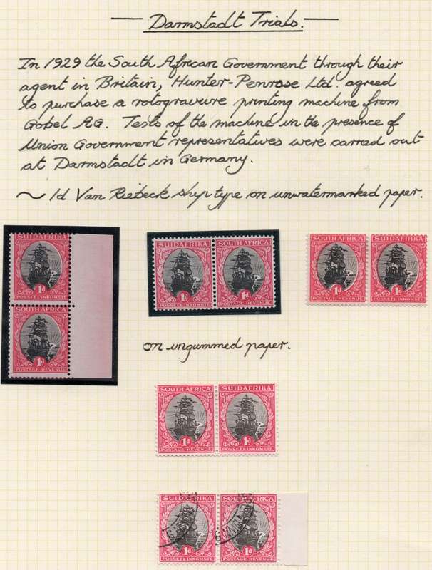 Union of SA : DARMSTADT TRIALS - SMALL COLLECTION ON TWO ALBUM PAGES - SEE SCANS