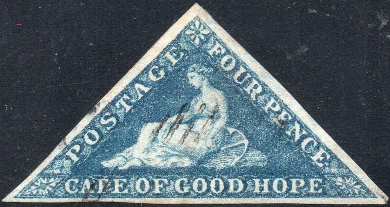 Cape of Good Hope 1855 SACC15  4d DEEP BLUE - VFU CV R3000