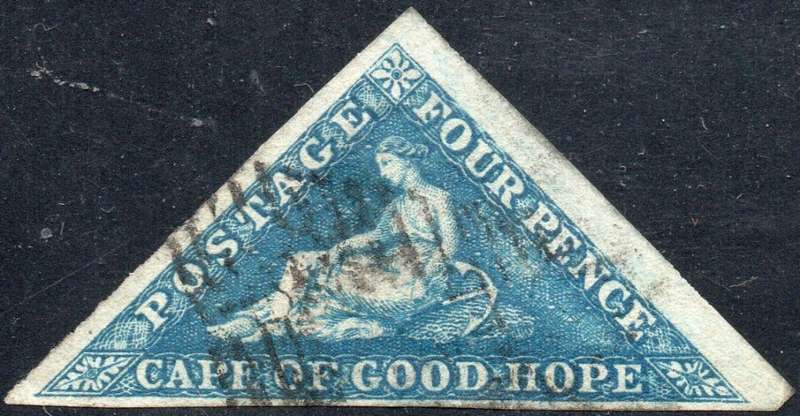 Cape of Good Hope 1853 SACC2 4d DEEP BLUE ON DEEPLY BLUED PAPER - VFU CV R5500