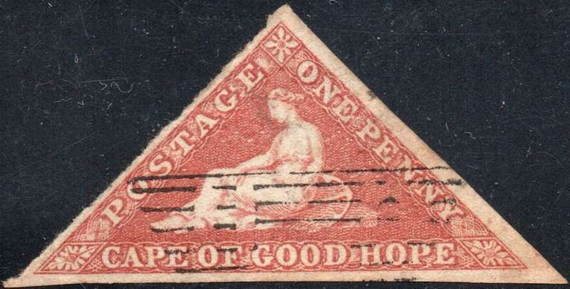 Cape of Good Hope SACC5 : 1d BRICK ON CREAM TONED PAPER - FINE USED CV R30000