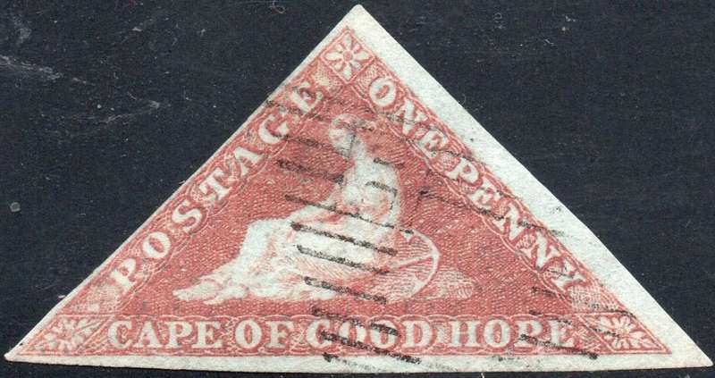 Cape of Good Hope SACC1 1d PALE BRICK RED ON DEEPLY BLUED PAPER - SUPERB USED - CV R14000