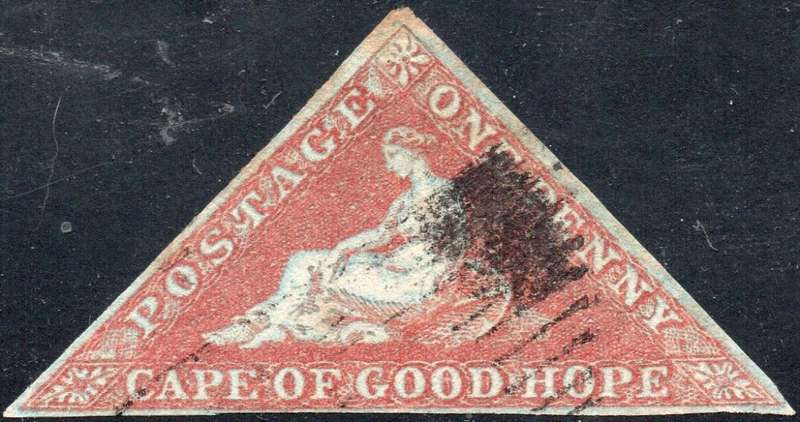 Cape of Good Hope : 1853 SACC3a : 1d BRICK-RED , slightly blued paper VFU CV R13000
