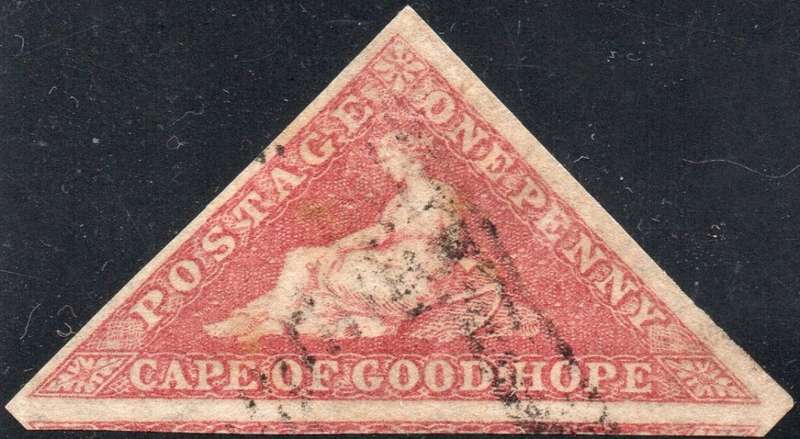 Cape of Good Hope : 1858 SACC5a 1d ROSE- VERY FINE LIGHTLY USED - CV R10000