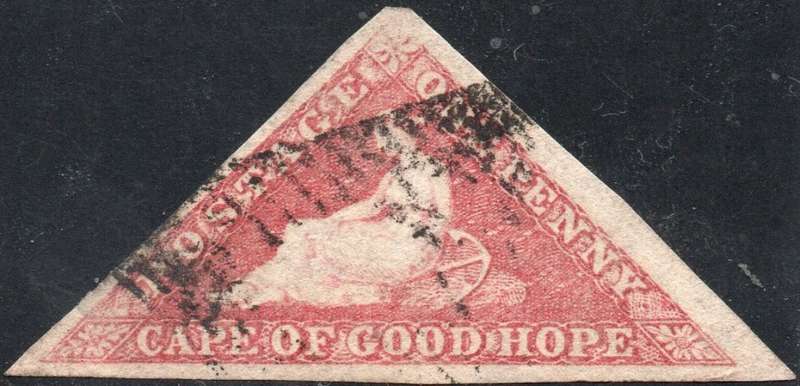 Cape of Good Hope 1858 SACC5b 1d DEEP ROSE - VFU - CV R15000