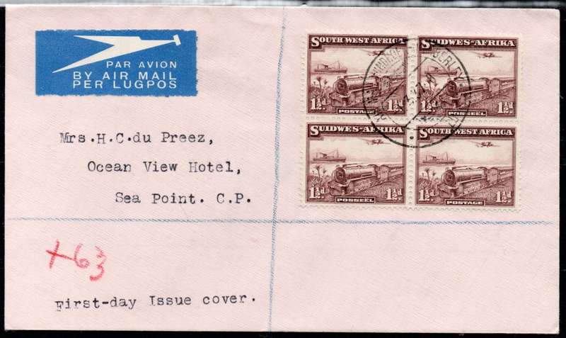 SWA 1937 1½d PURPLE-BROWN BO4 ON FDC - VERY FINE CONDITION - SEE SCANS
