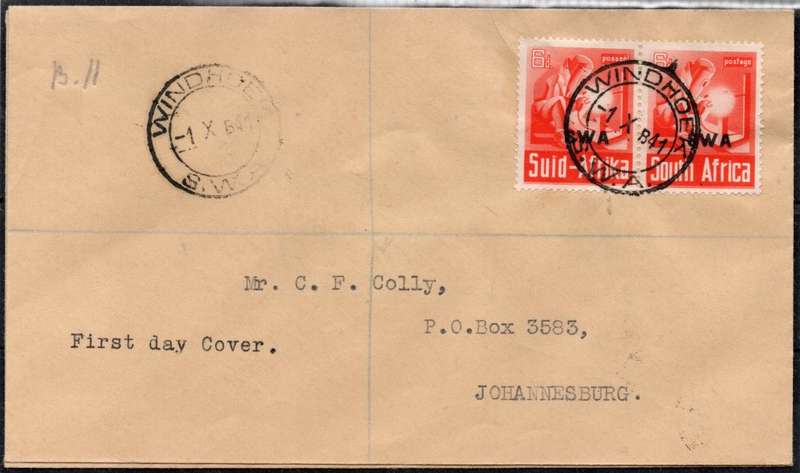 SWA - 1 OCT 41 FDC TIED WITH 6d ORANGE PAIR (SACC147)