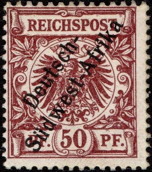 GERMAN SWA 1897 SACC6 50Pfg BRIGHT RED-BROWN - MM CV R4500