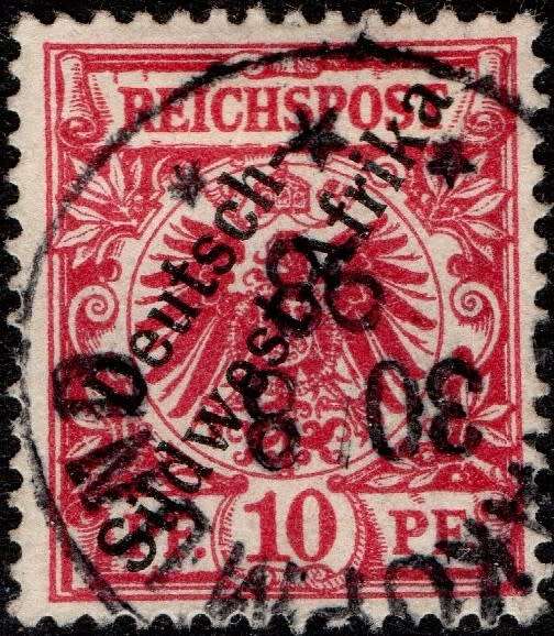 GERMAN SWA 1897 SACC3 10Pfg BRIGHT LILAC-RED - VFU - CV R300
