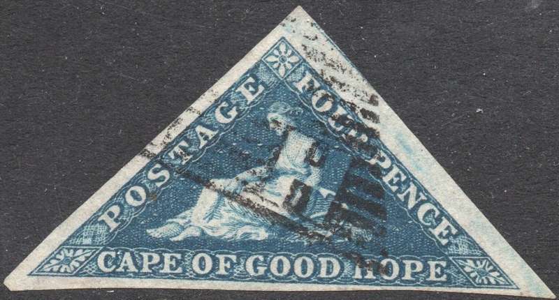 CAPE OF GOOD HOPE 1864 SACC15 - 4d DEEP BLUE - VFU - CV R3000+