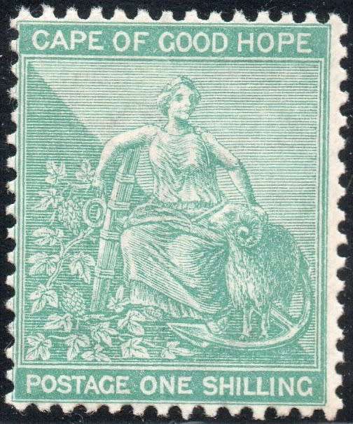 CAPE OF GOOD HOPE 1885 SACC48a : 1/- BLUE-GREEN - UM - CV R6500