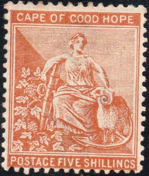 CAPE OF GOOD HOPE 1887 SACC49 : 5/- ORANGE - MM - CV R4000