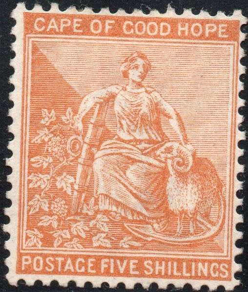 CAPE OF GOOD HOPE 1896 SACC63 : 5/- BROWN-ORANGE - MM - CV R3000