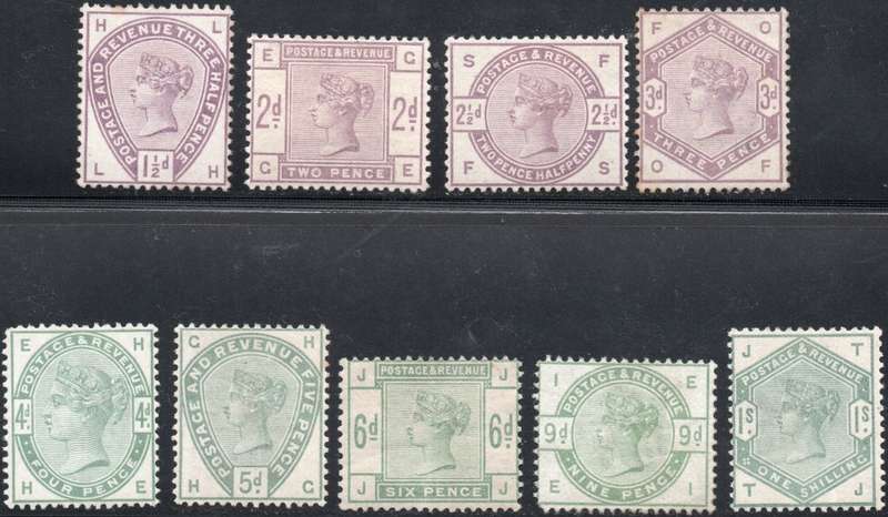 GREAT BRITAIN 1883-4 SG188-196 ``LILAC & GREENS`` - MM - 2017 CV £5365