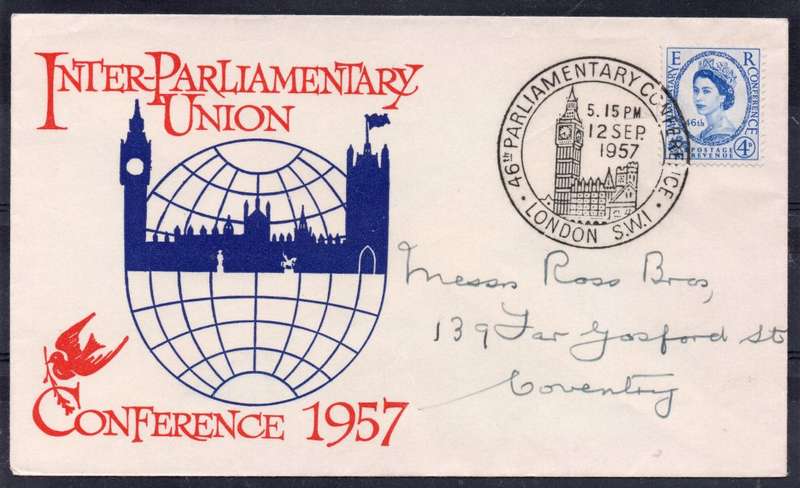 GREAT BRITAIN 1957 INTER PARLIAMENTARY UNION CONFERENCE FDC - SCARCE