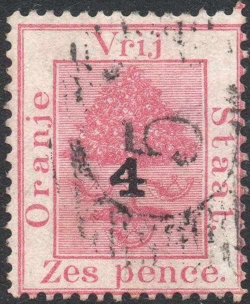 OFS 1877 SG13 4d on 6d ROSE , O/P TYPE ``D`` - VFU