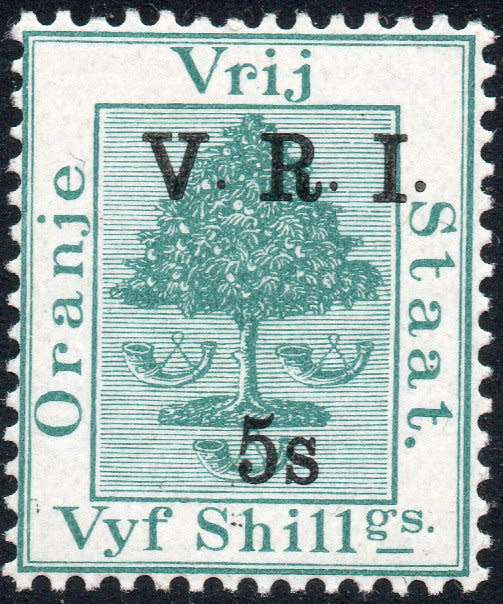 OFS 1900 SACC77 5/- on 5/- GREEN(THICK `V`) **UNMOUNTED MINT** - CV R2500